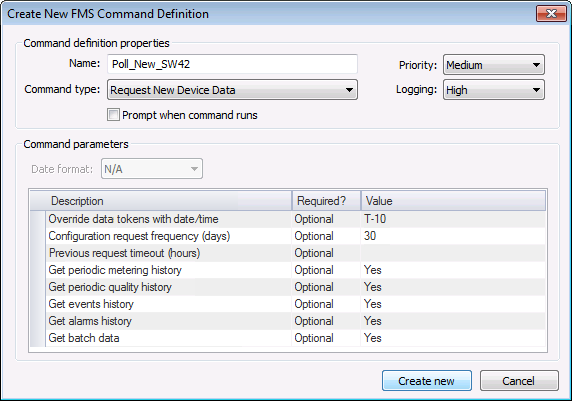 Create New FMS Command Definition